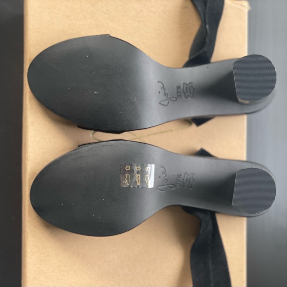 Joie Oki Ankle Tie Suede Sandal Black Block Heeled NWOT - Picture 8 of 12